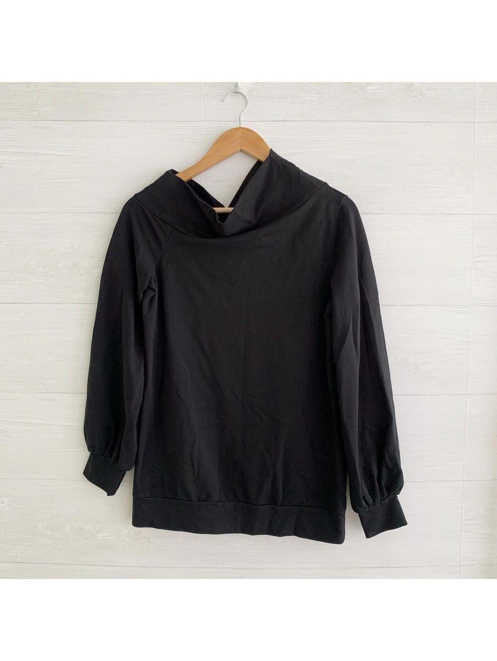 Sweaty Betty Black Wide Cowl Neck Sweatshirt Top Gathered Sleeves S